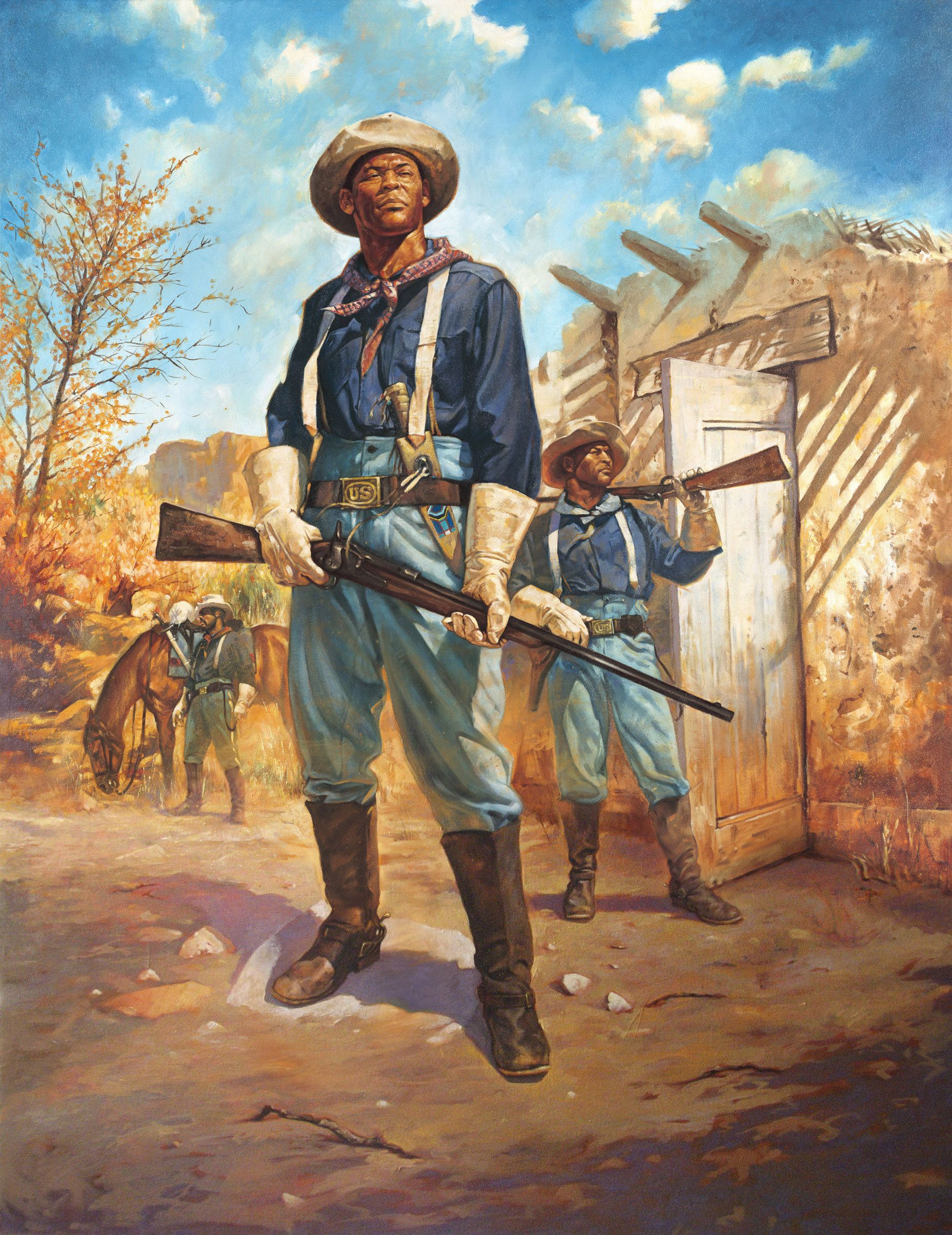 1850x2400 Buffalo Soldier On Patrol Black History Painting African American - Historical Painting