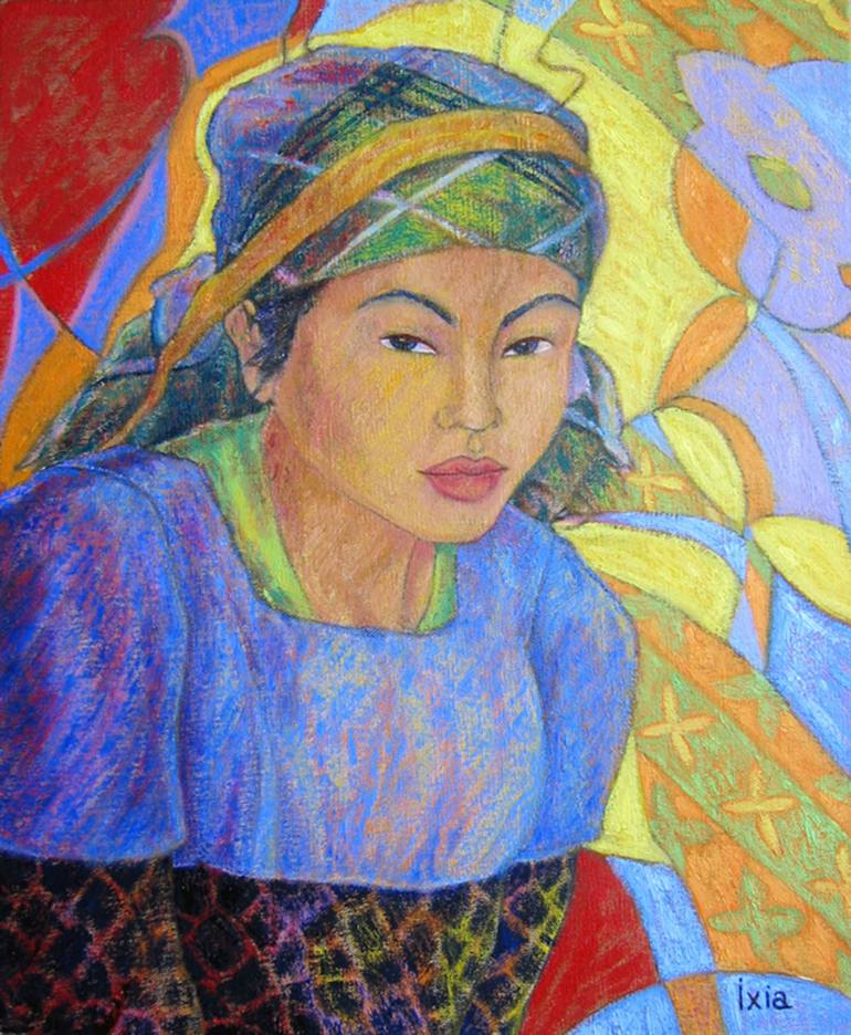 770x936 Saatchi Art Hmong And Cat Painting By Ixia Venel - Hmong Art Painting