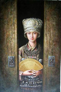 199x300 Art Oil Painting Beautiful Chinese Young Girl Portrait - Hmong Art Painting