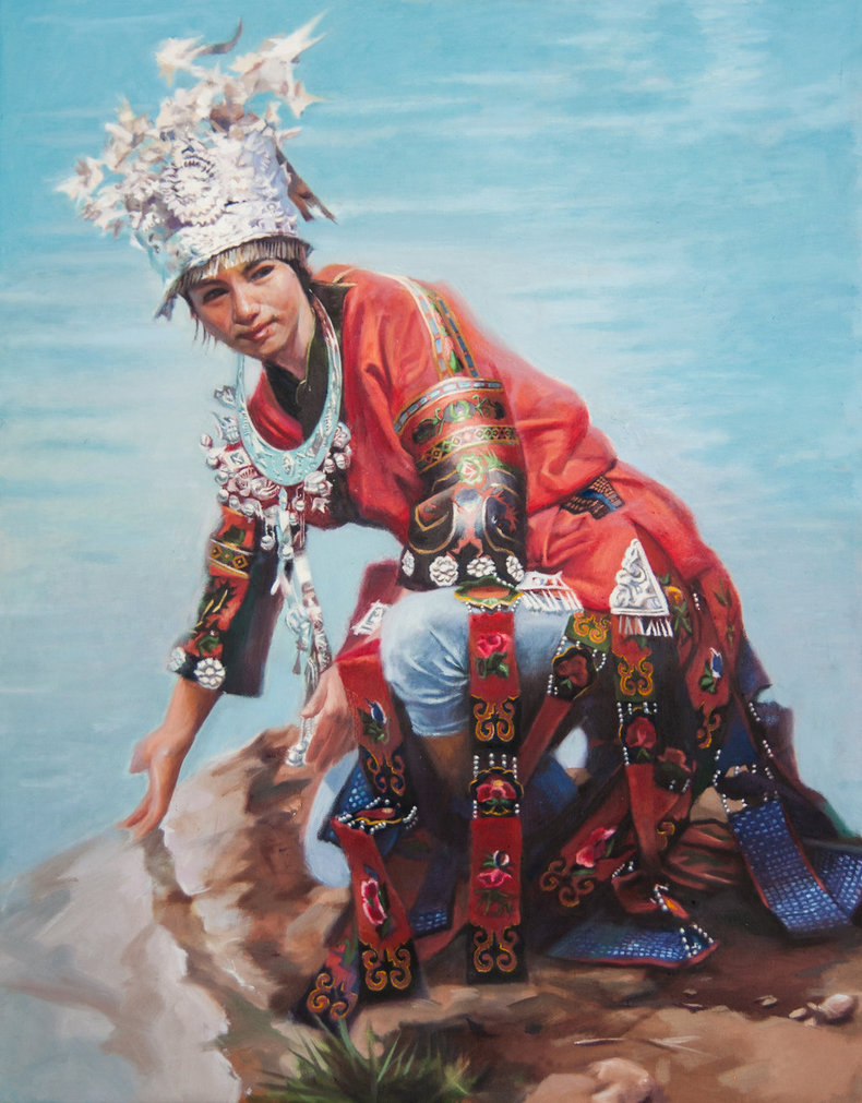 790x1011 Hmong Girl By Danxuye - Hmong Painting