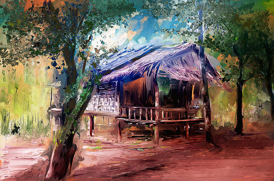 900x596 Hmong House Painting By Sirinat Perlitz - Hmong Painting
