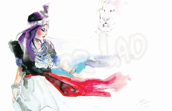 556x360 Hmong Arte Pintura Acuarela Mujer Tigre Carteles - Hmong Painting