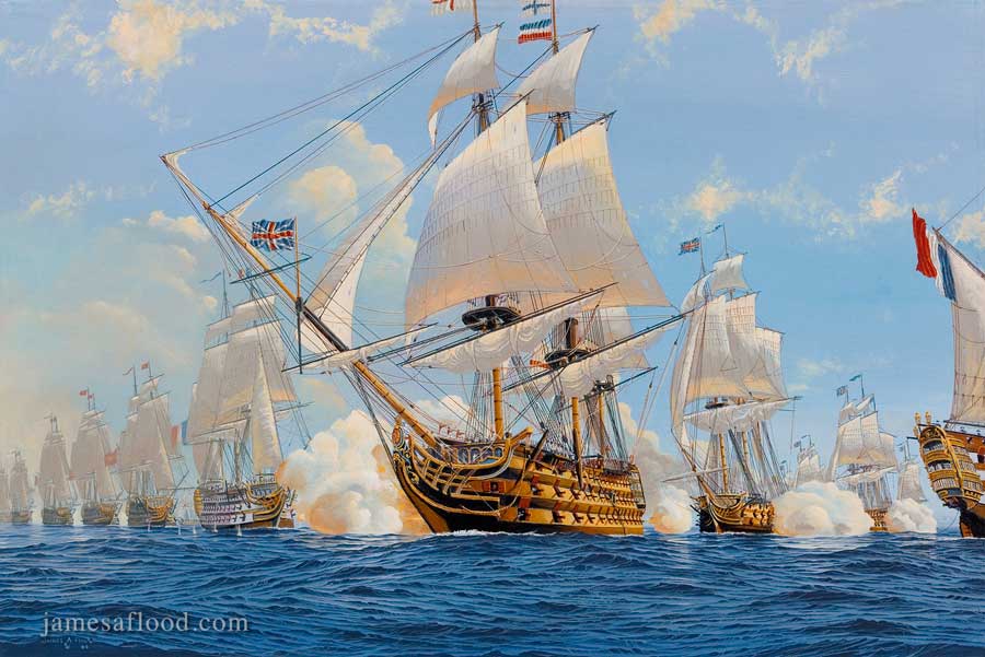 900x601 Breaking The Line - Hms Victory Painting