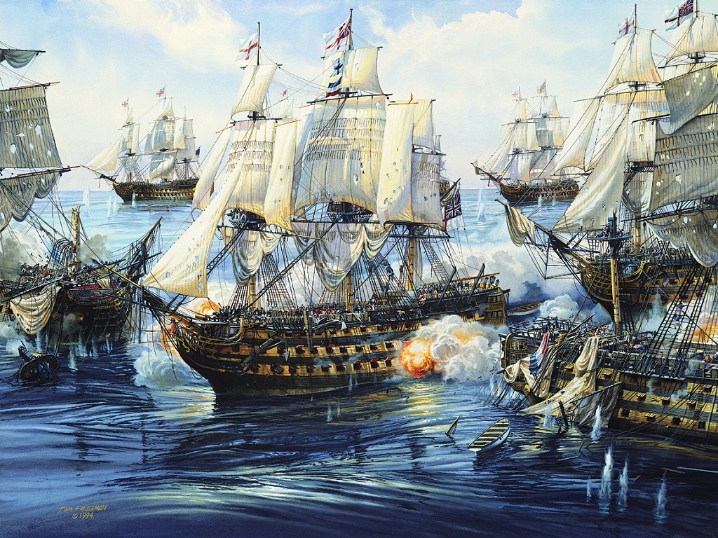1024x768 A Painting Of Nelsons Flagship Hms Victory By Blueshadow - Hms Victory Painting
