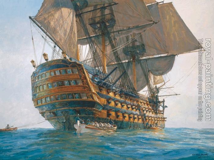 700x524 Hms Victory 100 Gun Ship By Geoff Hunt Oil Painting Reproduction - Hms Victory Painting
