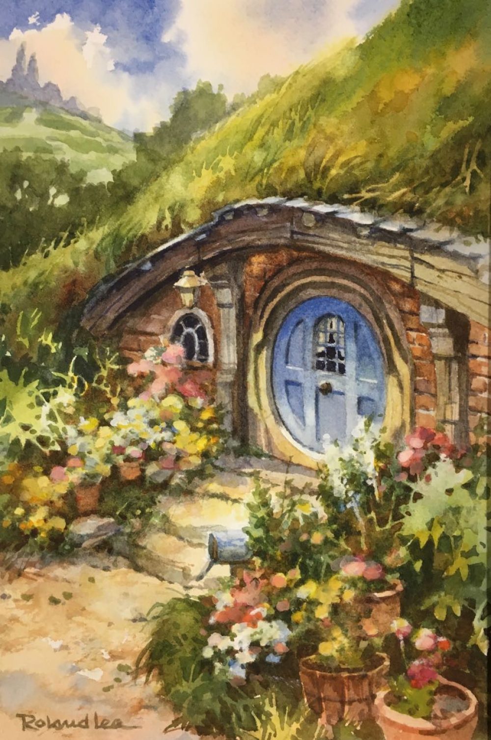 1000x1507 Hobbit House 5 Hobbiton New Zealand Roland Lee - Hobbit Hole Painting