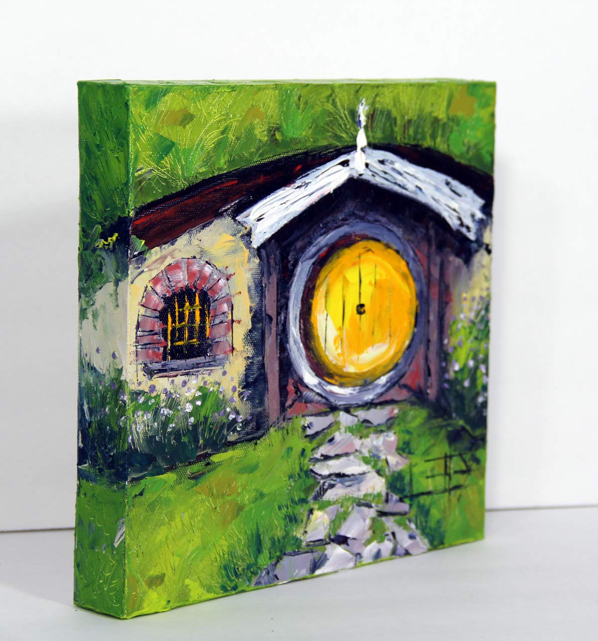 1200x1287 Hobbit House Yellow Door Fine Art Print - Hobbit Hole Painting