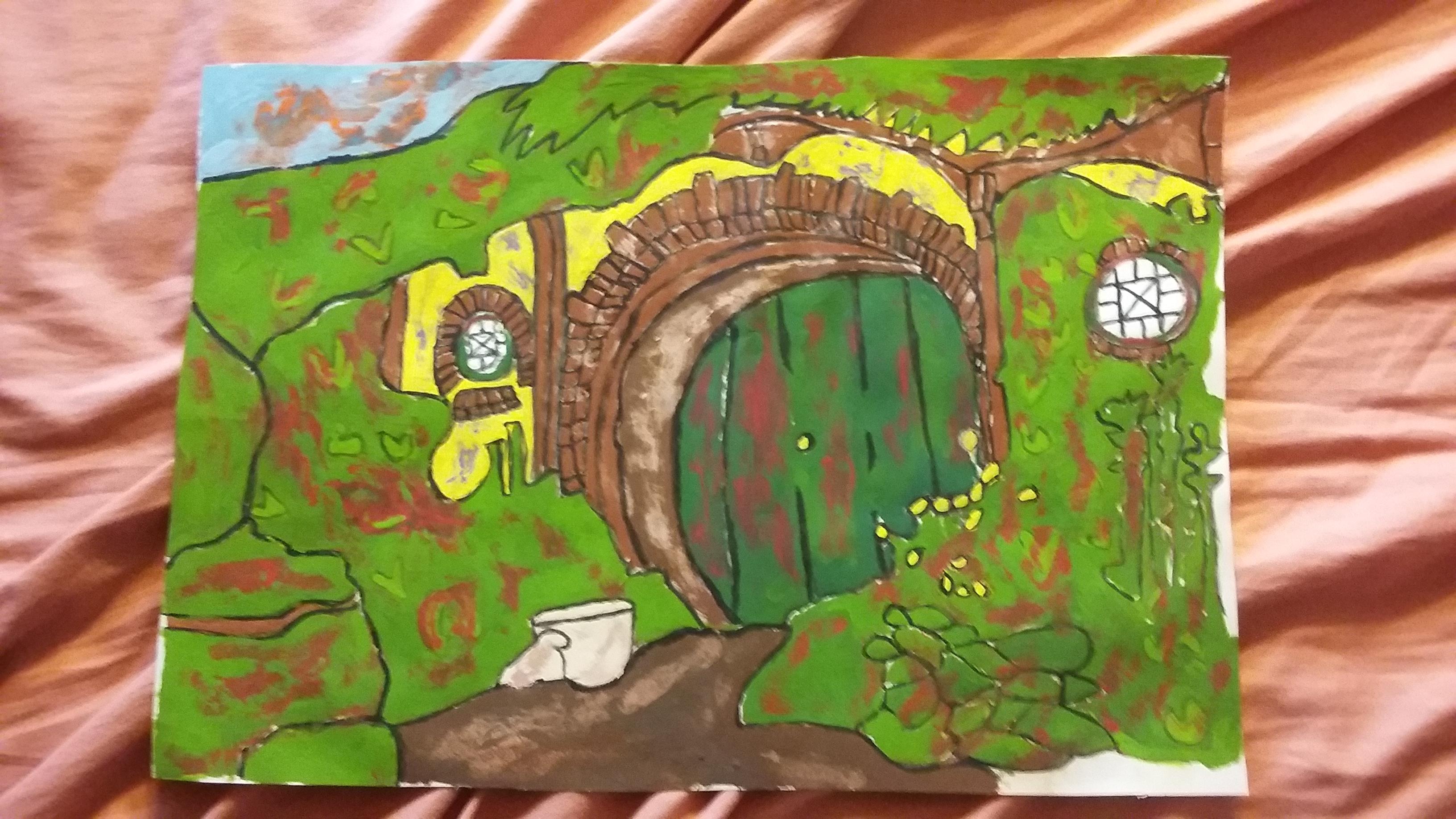 3264x1836 Hobbit Hole Painting Lotr - Hobbit Hole Painting