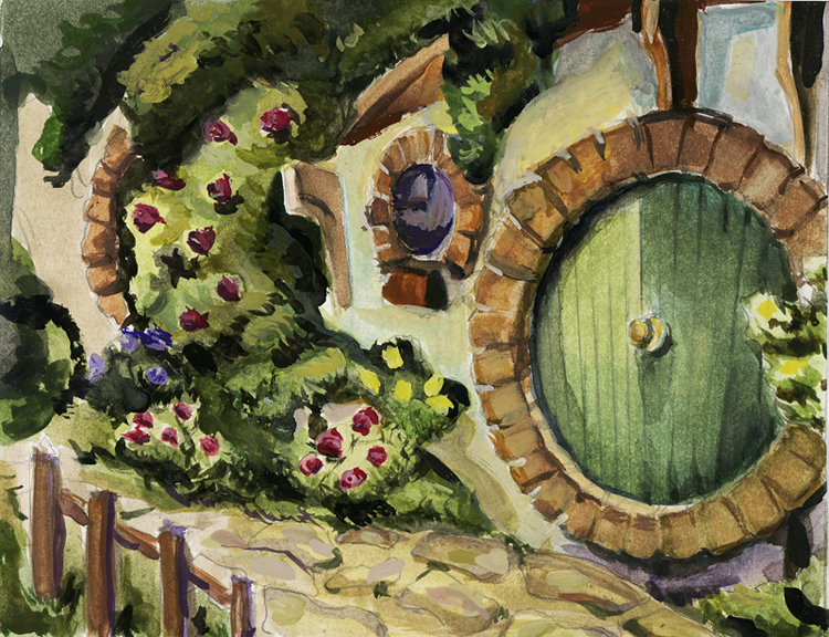 750x576 Hobbit House By Rabbit Seeker - Hobbit Hole Painting