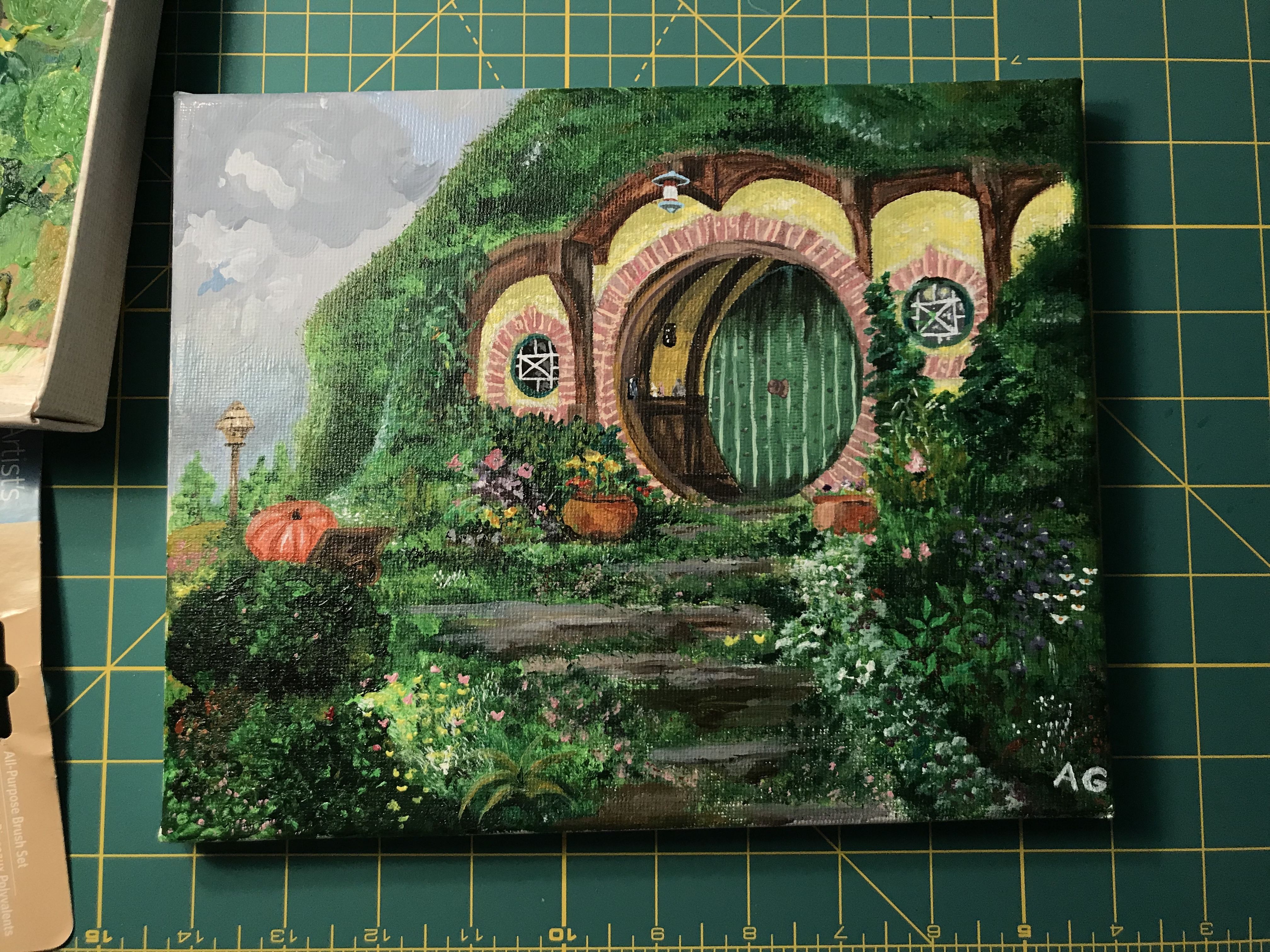 4032x3024 Painting Of Hobbit Hole On 8x10 Canvas Acrylic Paint My Art - Hobbit Hole Painting
