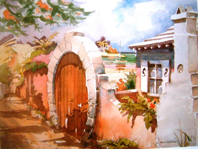 770x582 Saatchi Art Bermuda Hobbit Hole Painting By Cyril Rousseau - Hobbit Hole Painting