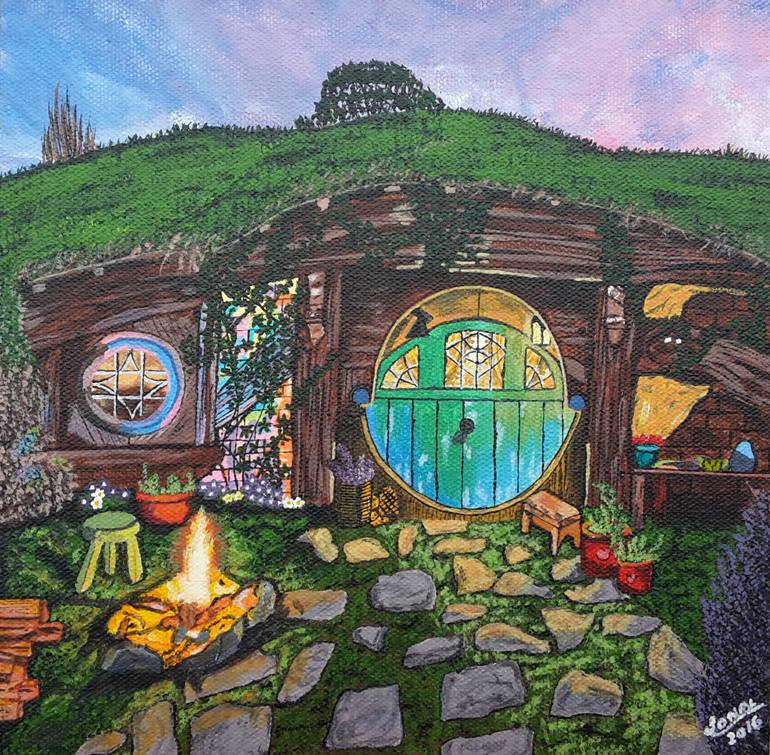 770x755 Saatchi Art Hobbit Hole Painting By Sonal Poghat - Hobbit Hole Painting