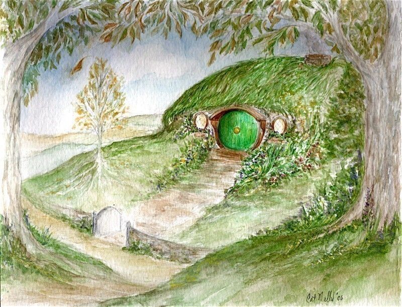 800x610 Bag End 8x10 Fine Art Print Hobbit Hole Of Lord Of The Rings - Hobbit Hole Painting