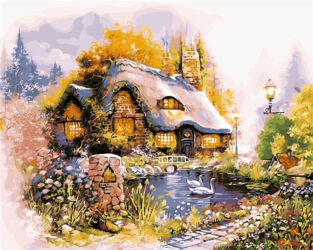 640x512 The Hobbit Village Hobbiton Diy Painting Digital Oil Painting Home - Hobbit Painting