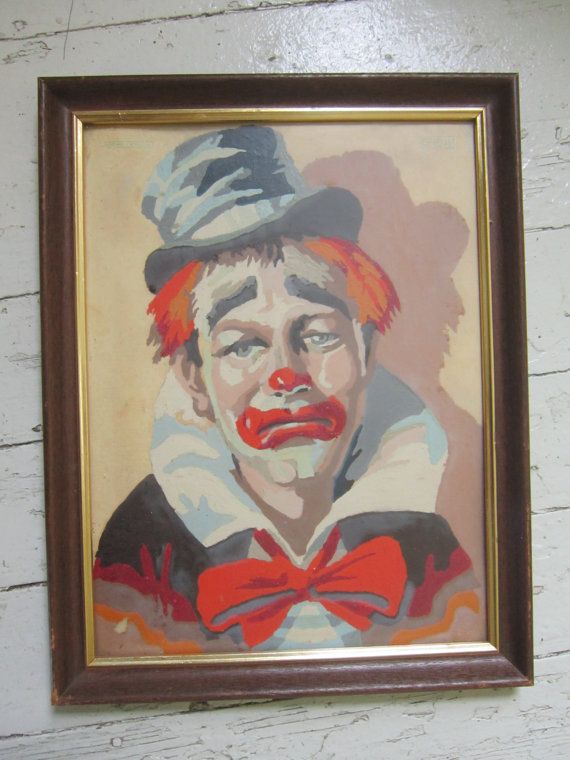 570x760 Vintage, 1960'S, Paint By Number, Clown Painting, Framed Number - Hobo Clown Painting