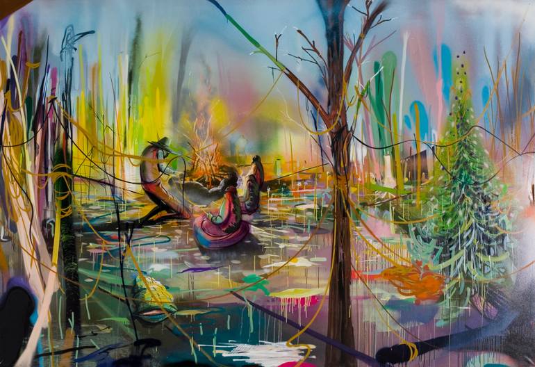 770x528 Saatchi Art Hobo Jungle And Walmart Painting By Patrick Thompson - Hobo Painting