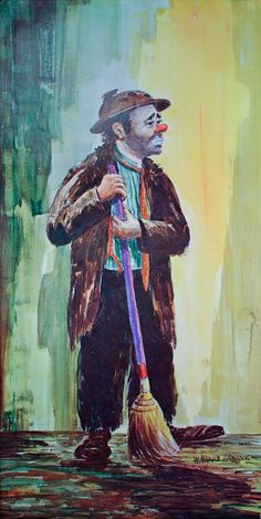 236x469 Hobo Clowns Watercolors Paintings - Hobo Painting