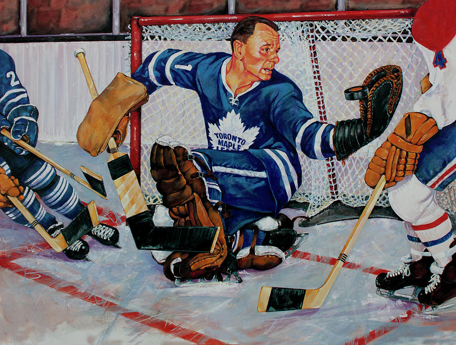 900x682 Goaltender Painting By Derrick Higgins - Hockey Goalie Painting