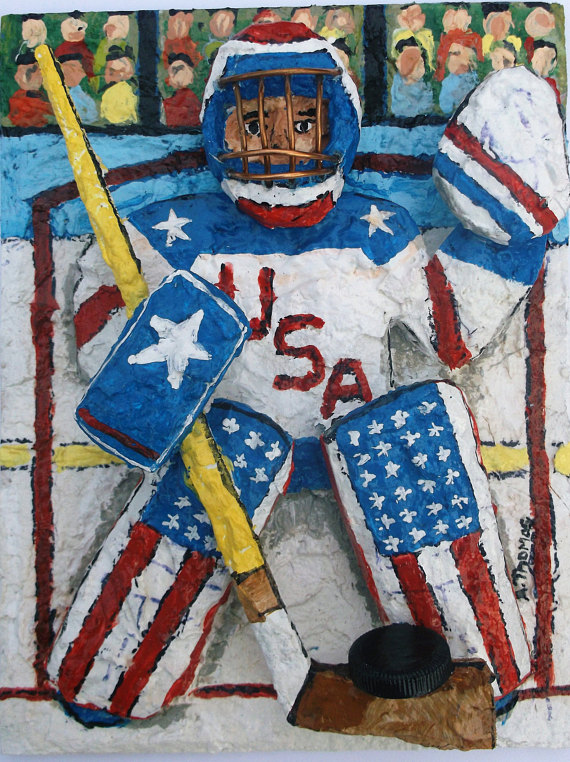 570x762 Hockey Goalie Original 3d Mixed Media Sports Art Painting - Hockey Goalie Painting