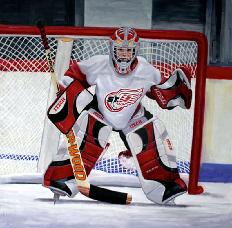 800x785 Oil Portrait Painting - Hockey Goalie Painting