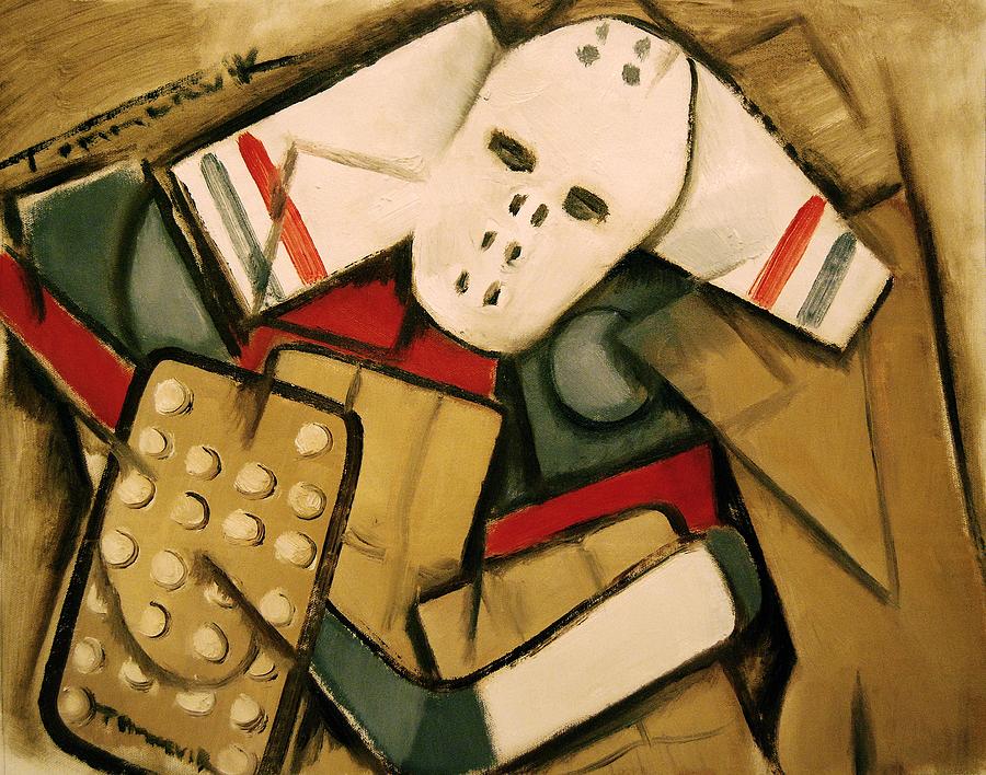 900x708 Tommervik Synthetic Cubism Hockey Goalie Painting Tommervik - Hockey Goalie Painting