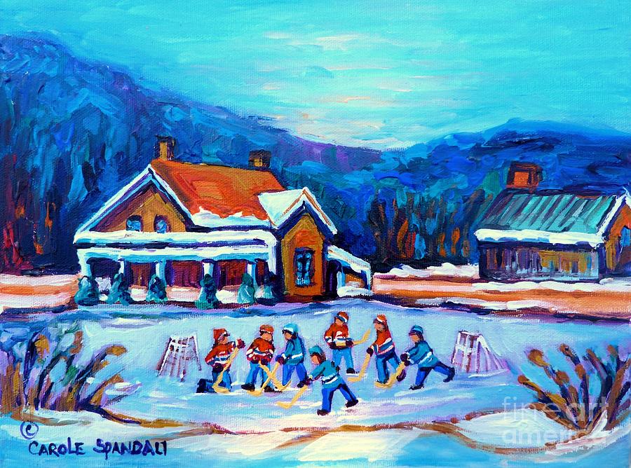 900x668 Pond Hockey Painting Canadian Art Original Winter Country - Hockey Painting