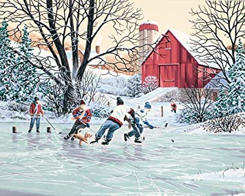 355x285 Paintingstudio Ice Hockey Farm Team Diy Oil Painting - Hockey Painting