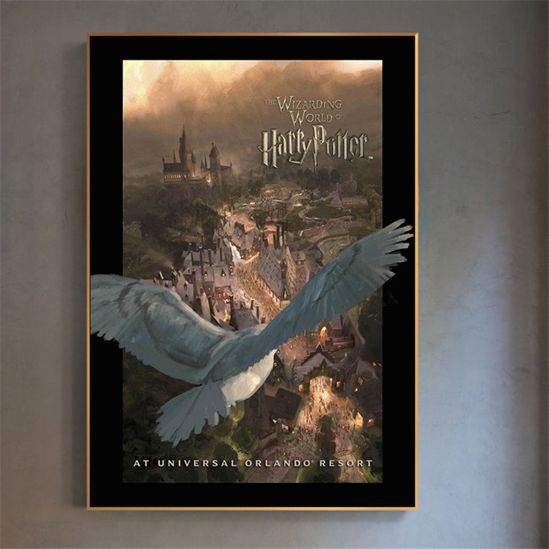 801x801 Canvas Poster Hermione Harry Potter School Hogwarts Castle - Hogwarts Castle Painting