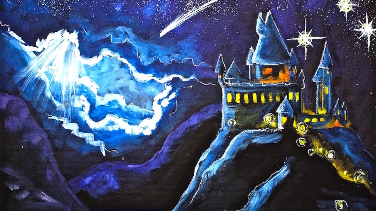 1280x720 Hogwarts Castle Acrylic Painting On Canvas For Beginners - Hogwarts Castle Painting