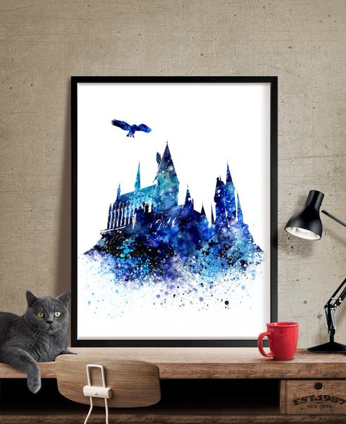 491x600 Hogwarts Castle Art, Wall Art Harry Potter, Hogwarts Poster, Movie - Hogwarts Castle Painting
