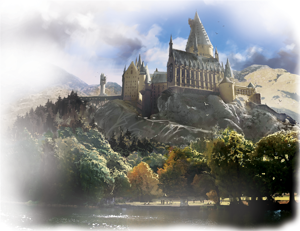 1024x791 Castle Misty Scene (Painting) Harry Potter Amp Hogwarts - Hogwarts Castle Painting