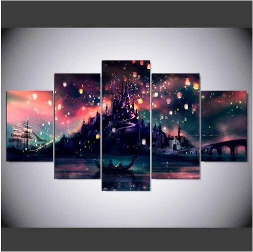 503x502 Tangled Movie Castle 5 Panel Wall Art On Canvas Print - Hogwarts Castle Painting