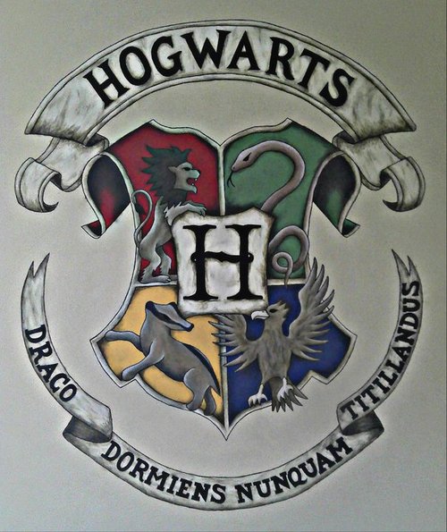 500x595 Hogwarts Crest Painting! Uploaded By Aaron R On We Heart It - Hogwarts Crest Painting