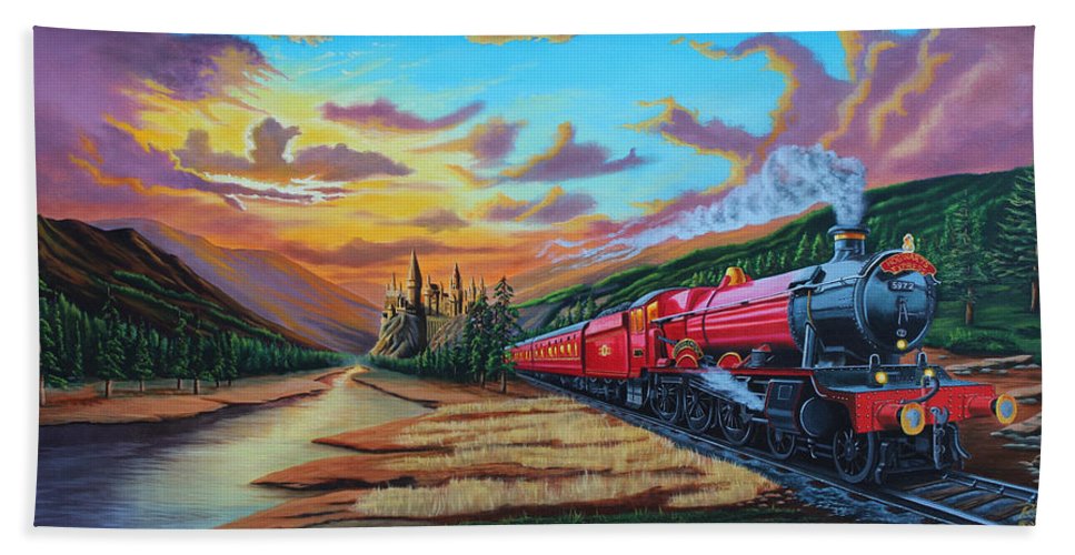967x500 Hogwarts Express Beach Sheet For Sale By Robert Steen - Hogwarts Express Painting