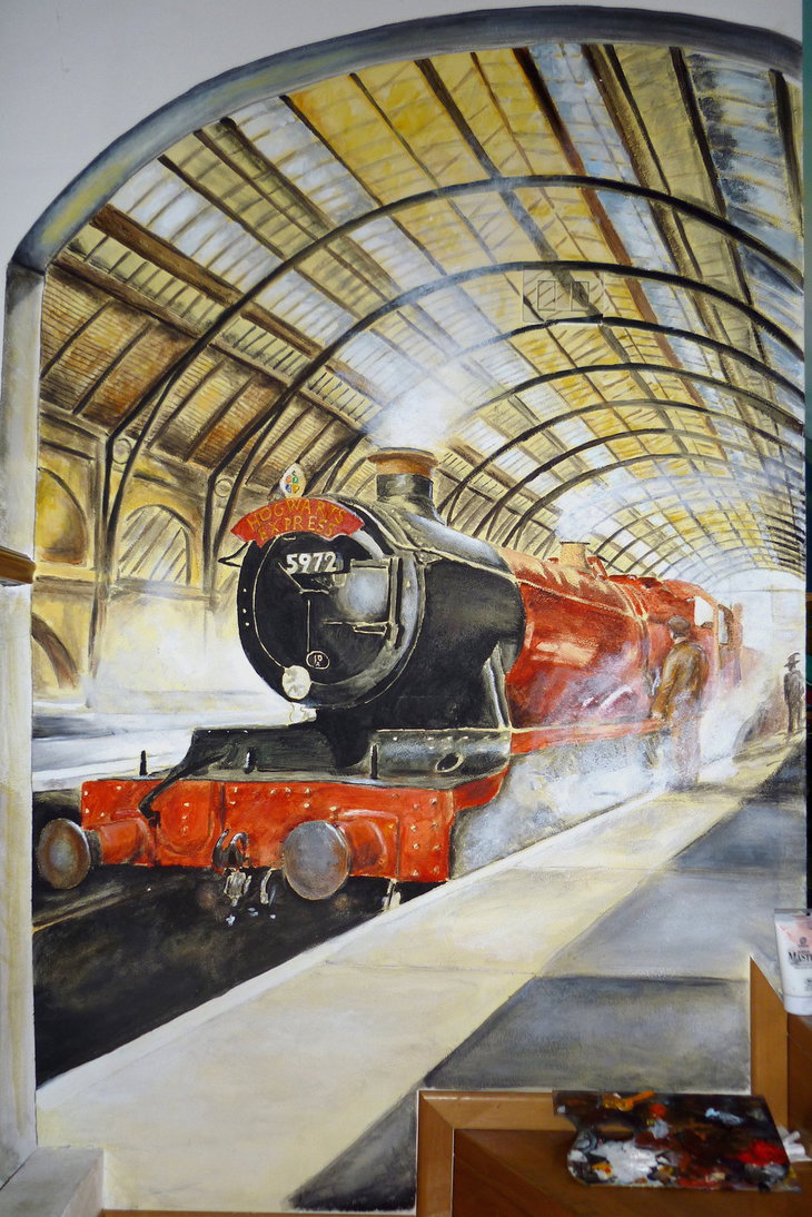 730x1094 Hogwarts Express Mural By Wormholepaintings - Hogwarts Express Painting