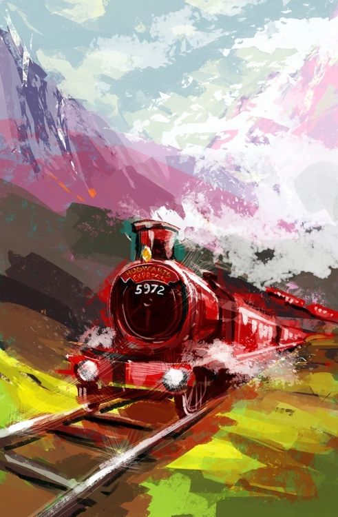 491x750 Hogwarts Express Painting I Totally Want This Hanging In My Room - Hogwarts Express Painting