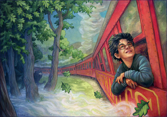 570x398 The Hogwarts Express Illustration 12x16 Sale - Hogwarts Express Painting