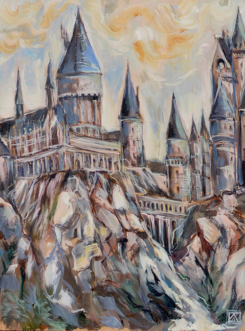 501x675 Hogwarts Castle Original Painting Harry Potter - Hogwarts Painting