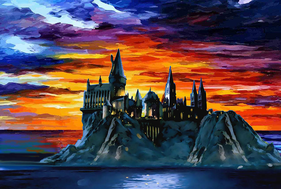 900x605 Hogwarts Sunset Digital Art By Midex Planet - Hogwarts Painting