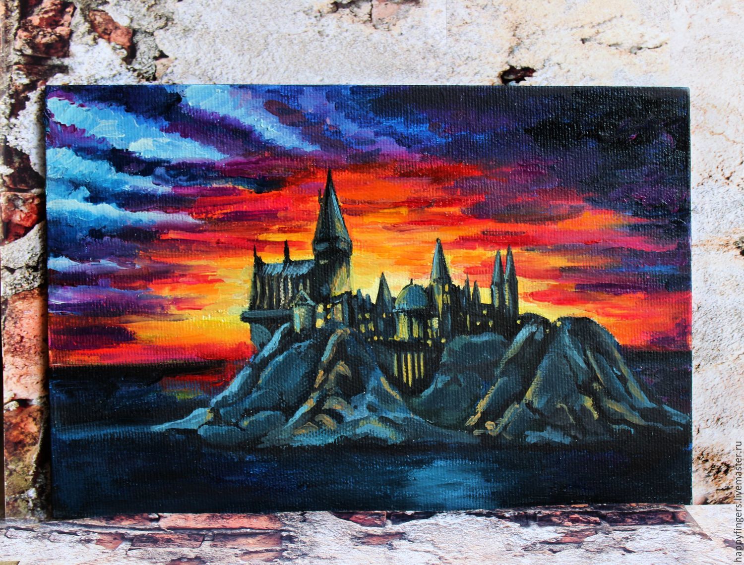1500x1140 Oil Painting Sunset Over The Hogwarts Harry Potter Hogwarts - Hogwarts Painting
