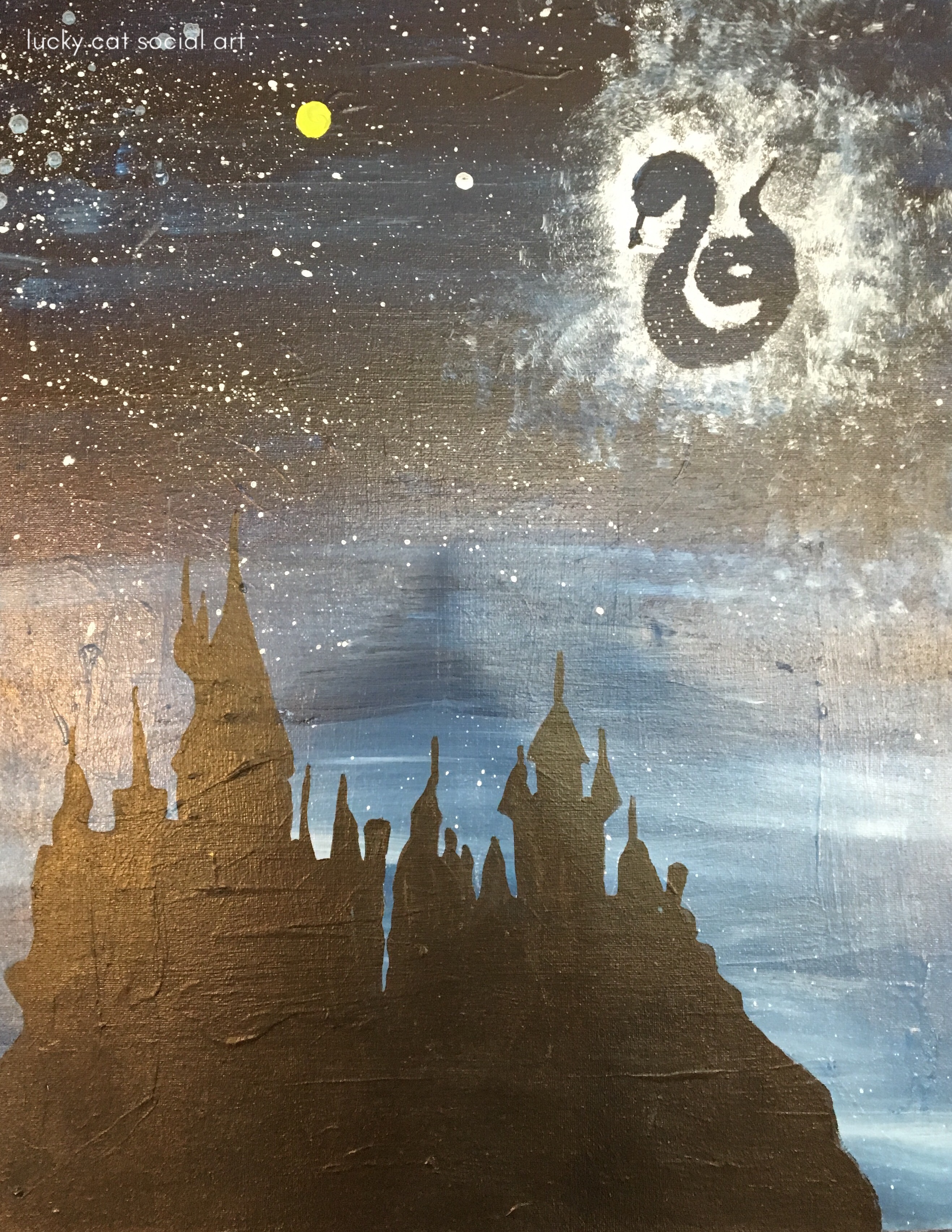 2634x3411 Private Paint Class Amp Trivia Night Harry Potter Lucky Cat - Hogwarts Painting