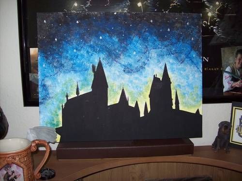 500x375 Silhouette Of Hogwarts, And The Swirlies In The Sky Are Favorite - Hogwarts Painting