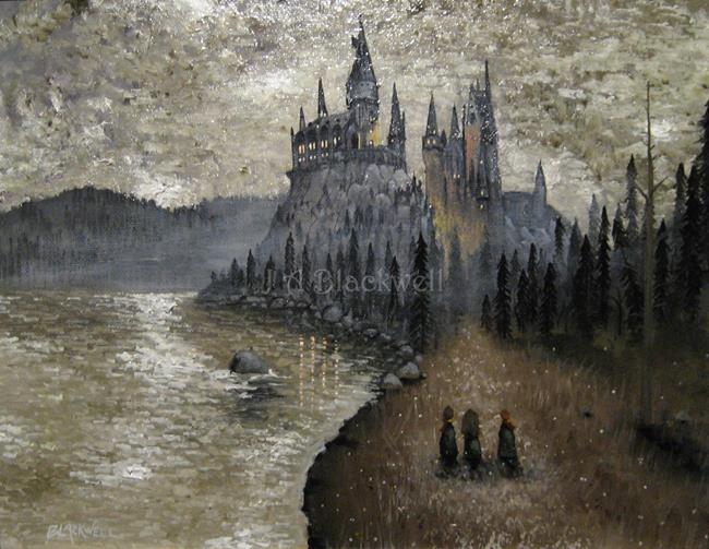 650x503 Harry Potter Hogwarts First Year Original Painting Fantasy Art - Hogwarts Painting