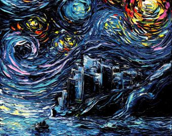 340x270 Harry Potter Art - Hogwarts Starry Night Painting