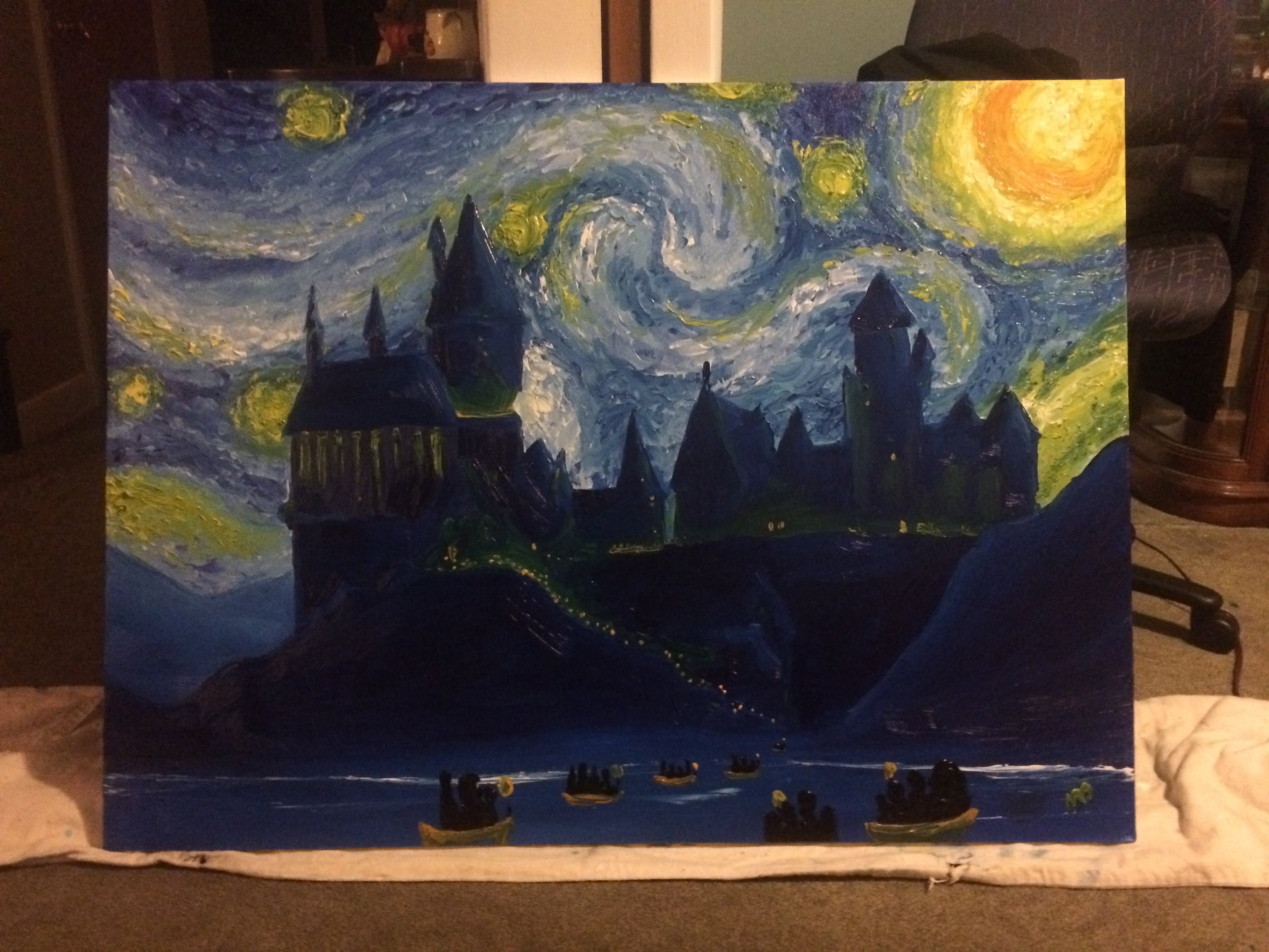 3264x2448 Hogwarts Starry Night - Hogwarts Starry Night Painting