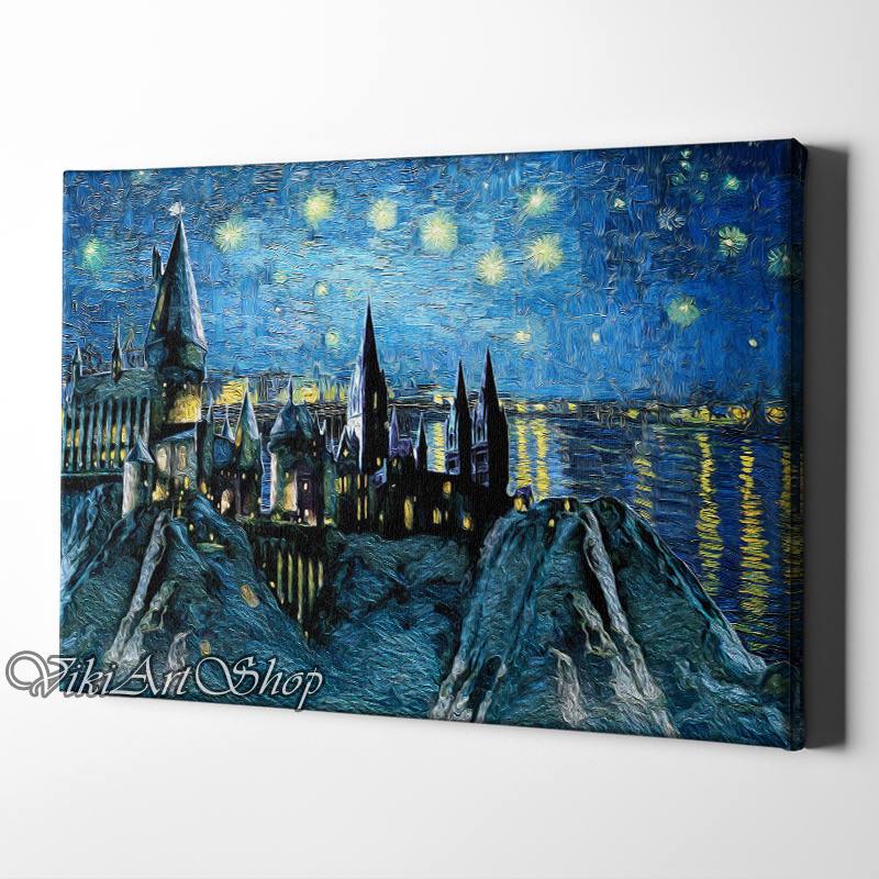 Hogwarts Starry Night Painting at PaintingValley.com | Explore ...