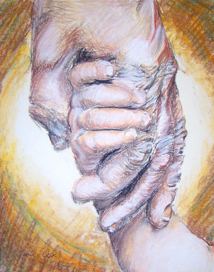 708x900 Holding Hands Pastel By Jodi Cox - Holding Hands Painting