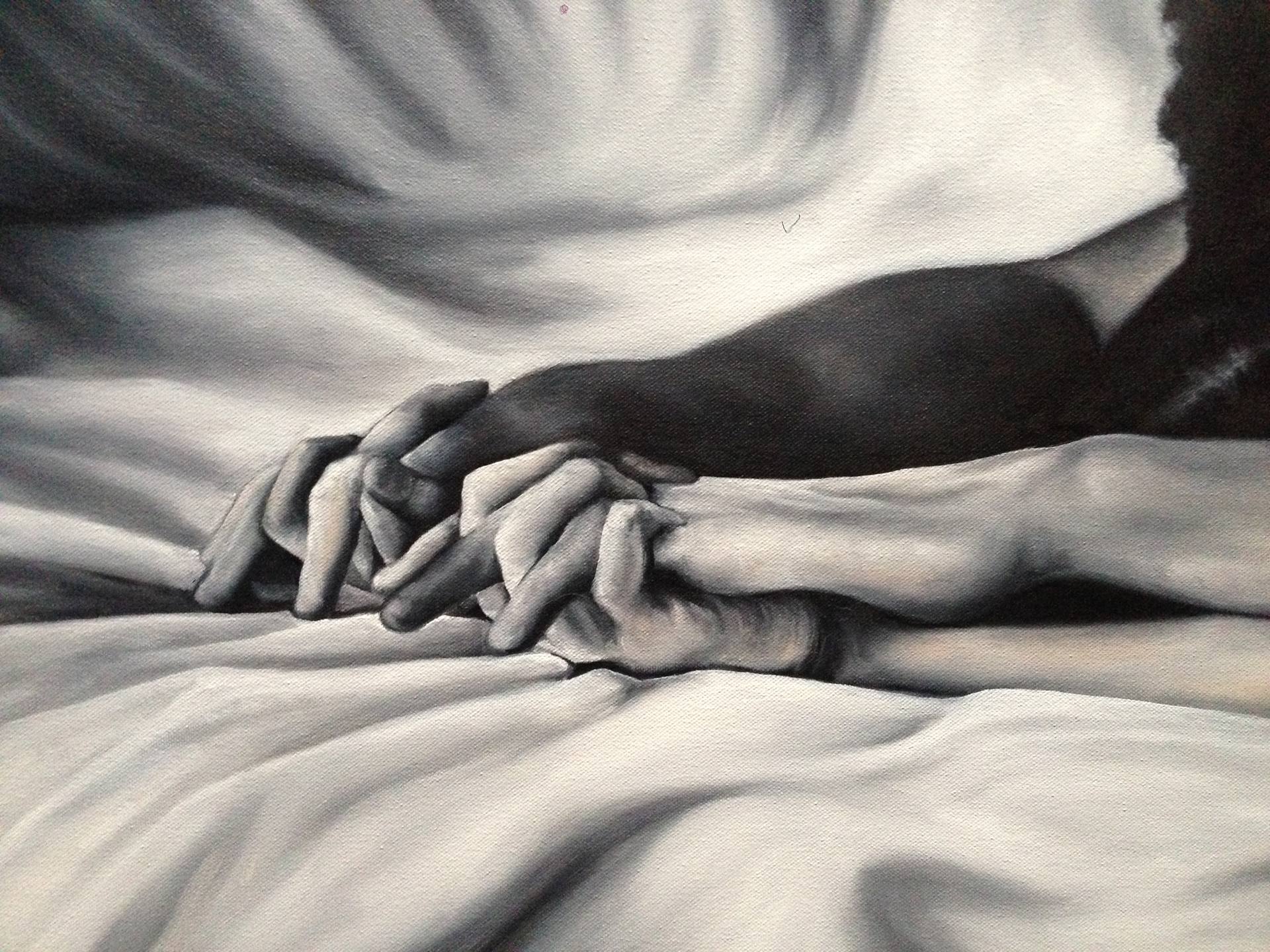 1920x1440 Saatchi Art Cold Morning. Hands Without Words Orininal Oil - Holding Hands Painting