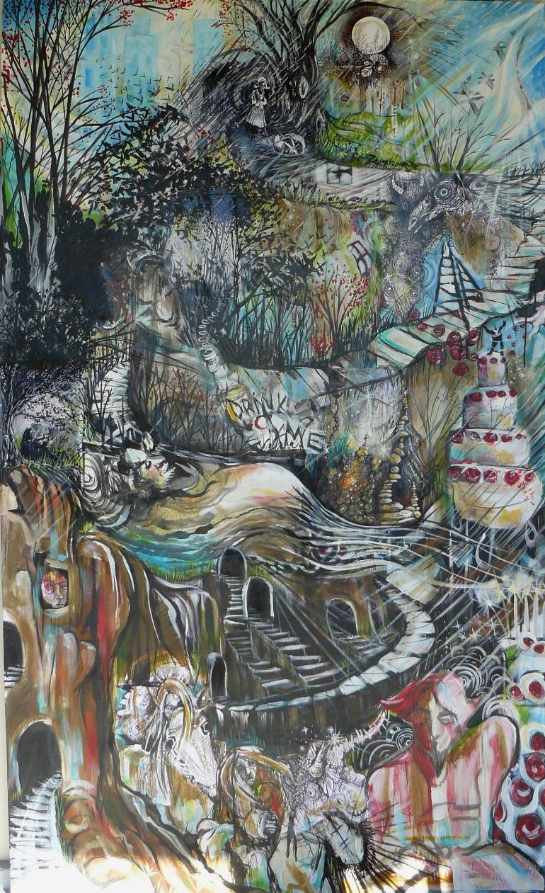 770x1261 Saatchi Art Down The Rabbit Hole Painting By Jennifer Gillia Cutshall - Hole Painting