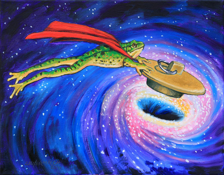 900x705 Super Frog Plugging A Black Hole Painting By John Lautermilch - Hole Painting
